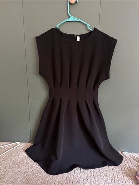 glam Black Sculpted Waist Mini Dress